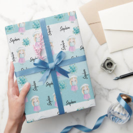 Waterverf met handbeschilderde Cute Doll Monogramm Cadeaupapier