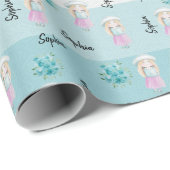 Waterverf met handbeschilderde Cute Doll Monogramm Cadeaupapier (Rol Hoek)