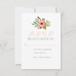 Waterverf met handbeschilderde Floral RSVP-kaart RSVP Kaartje