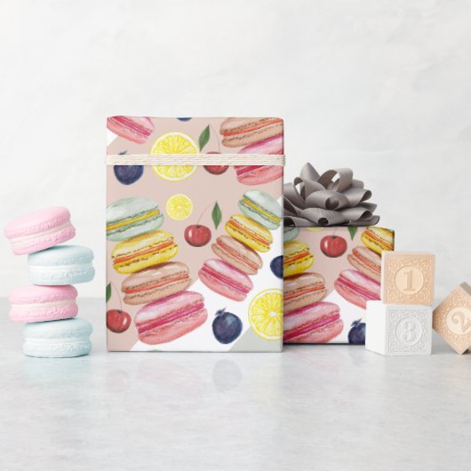 Waterverf met handbeschilderde Franse Macarons Cadeaupapier (Baby Shower)