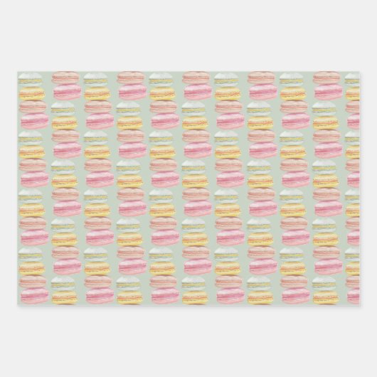 Waterverf met handbeschilderde Franse Macarons Inpakpapier Vel (Voorkant 3)