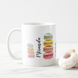 Waterverf met handbeschilderde Franse Macarons Koffiemok