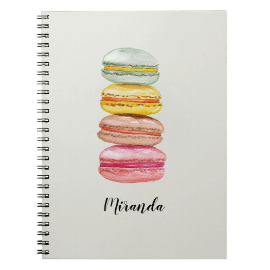 Waterverf met handbeschilderde Franse Macarons Notitieboek (Voorkant)