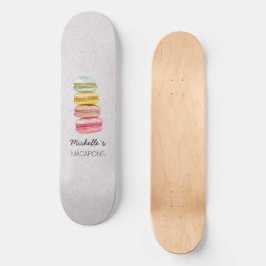 Waterverf met handbeschilderde Franse Macarons Persoonlijk Skateboard (Voorkant)