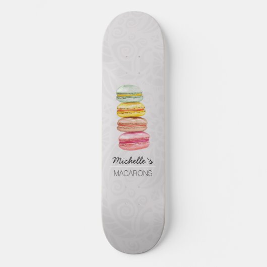 Waterverf met handbeschilderde Franse Macarons Persoonlijk Skateboard (Voorkant)