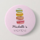 Waterverf met handbeschilderde Franse Macarons Ronde Button 7,6 Cm (Voorkant)