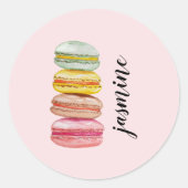 Waterverf met handbeschilderde Franse Macarons Ronde Sticker (Voorkant)