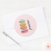 Waterverf met handbeschilderde Franse Macarons Ronde Sticker (Envelop)