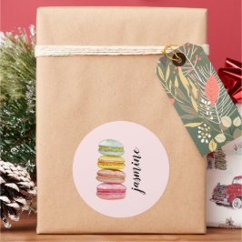 Waterverf met handbeschilderde Franse Macarons Ronde Sticker