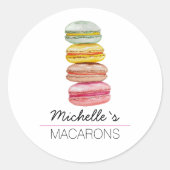 Waterverf met handbeschilderde Franse Macarons Ronde Sticker (Voorkant)