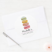 Waterverf met handbeschilderde Franse Macarons Ronde Sticker (Envelop)