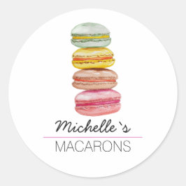 Waterverf met handbeschilderde Franse Macarons Ronde Sticker