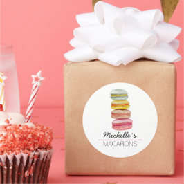 Waterverf met handbeschilderde Franse Macarons Ronde Sticker