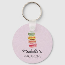 Waterverf met handbeschilderde Franse Macarons Sleutelhanger