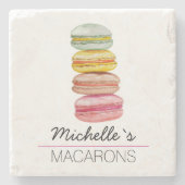 Waterverf met handbeschilderde Franse Macarons Stenen Onderzetter (Voorkant)