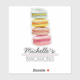 Waterverf met handbeschilderde Franse Macarons Sticker