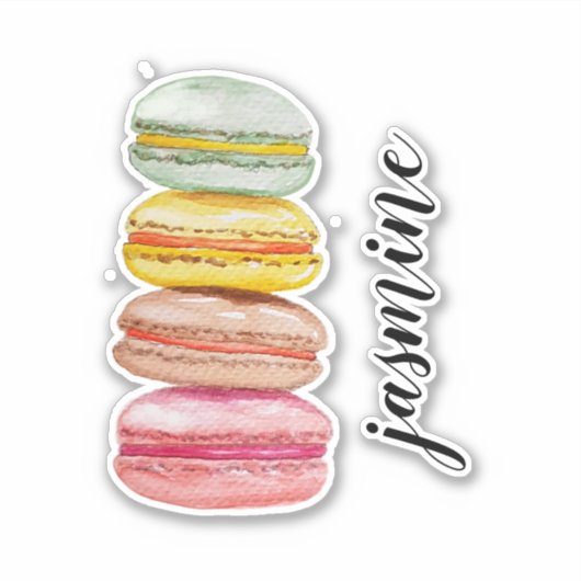 Waterverf met handbeschilderde Franse Macarons Sticker (Voorkant)