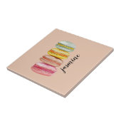 Waterverf met handbeschilderde Franse Macarons Tegeltje (Zijkant)