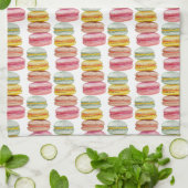 Waterverf met handbeschilderde Franse Macarons Theedoek (Gevouwen)