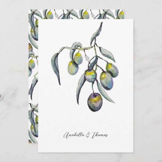 Waterverf met handbeschilderde magische olijven aankondiging (Voorkant / Achterkant)