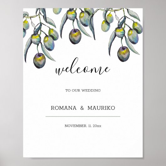 Waterverf met handbeschilderde magische olijven poster (Voorkant)