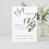 Waterverf met handbeschilderde magische olijven RSVP kaartje (Staand voorkant)