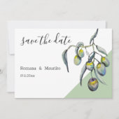 Waterverf met handbeschilderde magische olijven save the date (Voorkant)