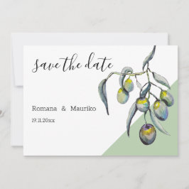 Waterverf met handbeschilderde magische olijven save the date