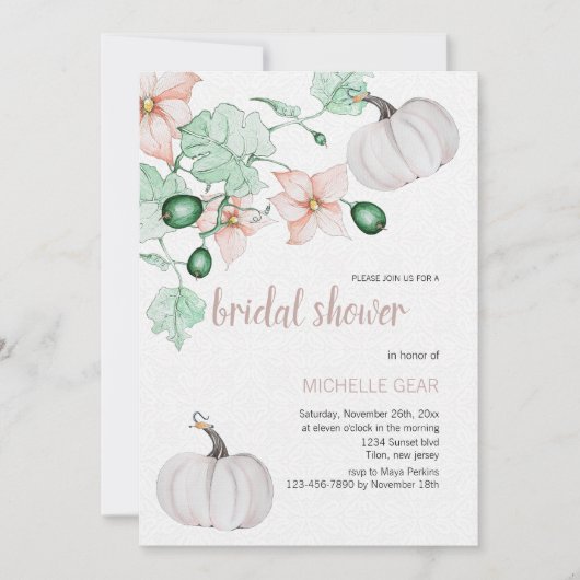 Waterverf met handbeschilderde pompoen en bloemen kaart (Voorkant)