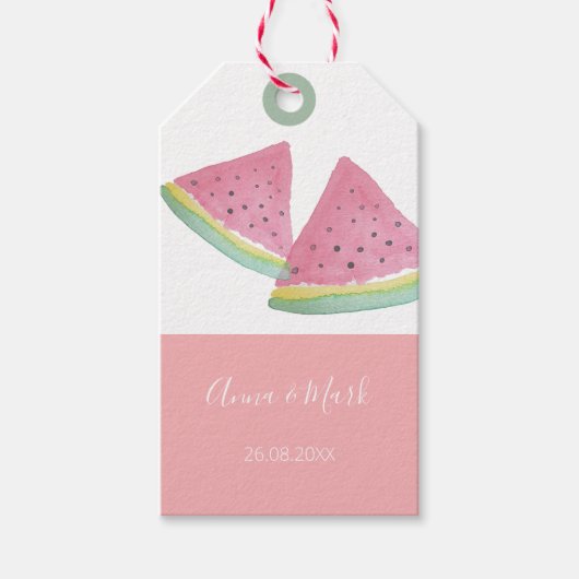 Waterverf met handbeschilderde watermeloenen cadeaulabel (Voorkant)