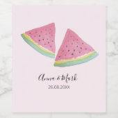 Waterverf met handbeschilderde watermeloenen wijn etiket (Enkel label)