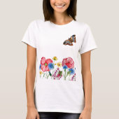 Waterverf met handgetekende wilde bloemen t-shirt (Voorkant)
