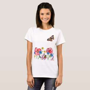 Waterverf met handgetekende wilde bloemen t-shirt