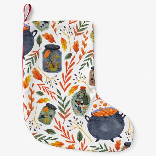 Waterverf met herfstgebladerte. kleine kerstsok (Voorkant)