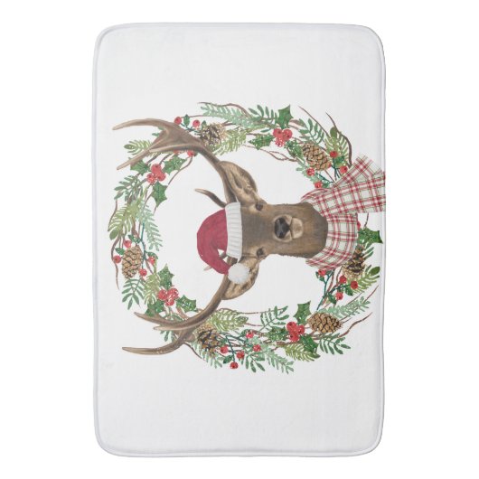 Waterverf met hertenkop badmat (Voorkant Verticaal)