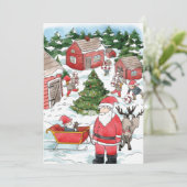 Waterverf met het kerstdorp Zweeds Tomten Feestdagenkaart (Staand voorkant)