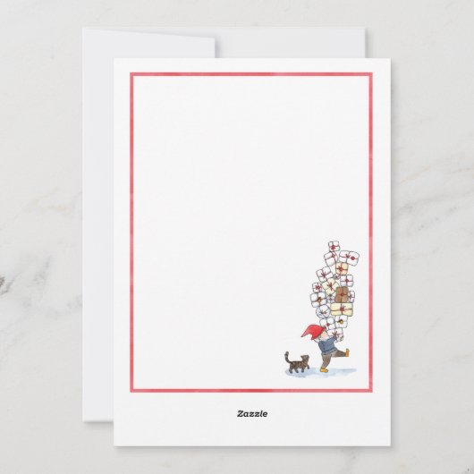 Waterverf met het kerstdorp Zweeds Tomten Feestdagenkaart (Achterkant)