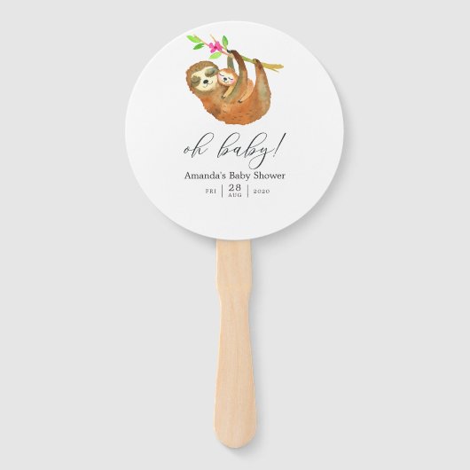 Waterverf met het thema Baby shower Handwaaier (Voorkant)