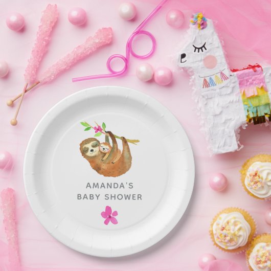 Waterverf met het thema Baby shower Papieren Bordje (Feest)