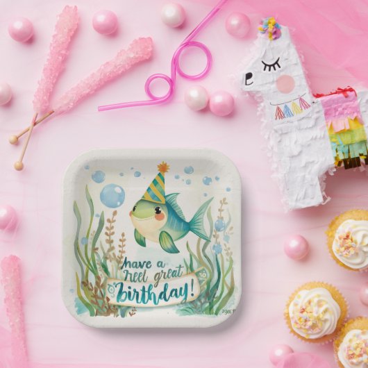 waterverf met het thema Verjaardag van de Gevist g Papieren Bordje (Feest)