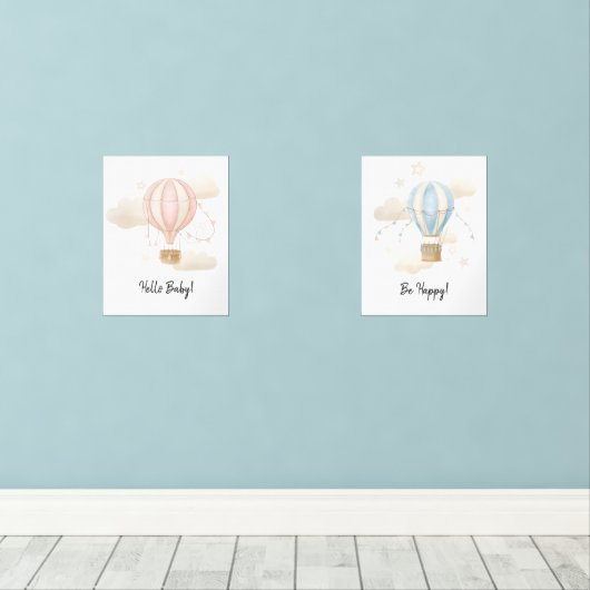 Waterverf met heteluchtballon muurkunst sets (Houten vloer)