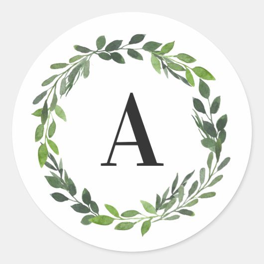 Waterverf met initiaal van foto's / monogram folie ronde sticker (Voorkant)