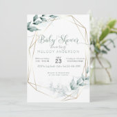 Waterverf met Jade Green Botanische Baby shower Kaart (Staand voorkant)