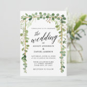 Waterverf met kalligrafie Botanical Gold Wedding Kaart (Staand voorkant)