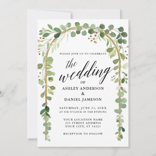 Waterverf met kalligrafie Botanische goudpleisters Kaart (Voorkant)