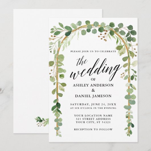 Waterverf met kalligrafie Botanische goudpleisters Kaart (Voorkant / Achterkant)