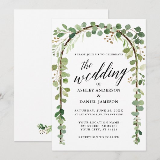 Waterverf met kalligrafie Botanische houten baard Kaart (Voorkant / Achterkant)