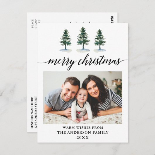 Waterverf met kalligrafie Pijn met kerstmis Briefkaart (Voorkant / Achterkant)