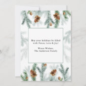 Waterverf met kalligrafie Pine Cones met kerstmis Feestdagenkaart (Achterkant)