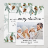 Waterverf met kalligrafie Pine Cones met kerstmis Feestdagenkaart (Voorkant / Achterkant)